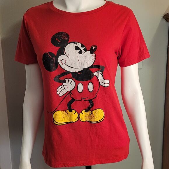 Disney Red Mickey Mouse T-Shirt  Women's Large WDW Kidcore Americana Character T - Picture 1 of 10